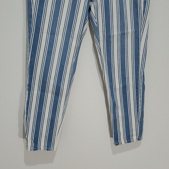 AMERICAN Eagle Blue And White Striped Size 4 28x28 High Rise Mom Jean - Picture 3 of 7